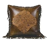 HiEnd Accents Austin Embroidered Western Faux Leather Pillow