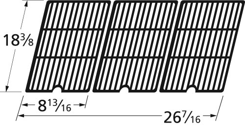 Music City Metals 65253 Matte Cast Iron Cooking Grid Replacement for Select Coleman and Cuisinart Gas Grill Models, Set of 3