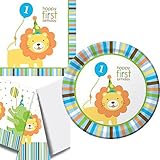 Creative Converting Sweet At One Tableware Package Including Table Cover, Plates and Napkins for 16 Guests