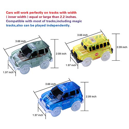 image for BooTaa 3 Pack Replacment Car, Electric Car Toys, Blue Police Car, Army