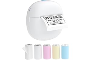 SESSOAM Sticker Printer, Mini Thermal Printer with 5 Rolls Paper ,Inkless Photo Maker for School Supplies & DIY Projects,Bluetooth Connection Portable Sticker Maker for Labels, Photos, and Notes (Mini)