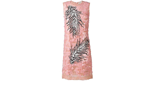 pink dress with feathers at the bottom