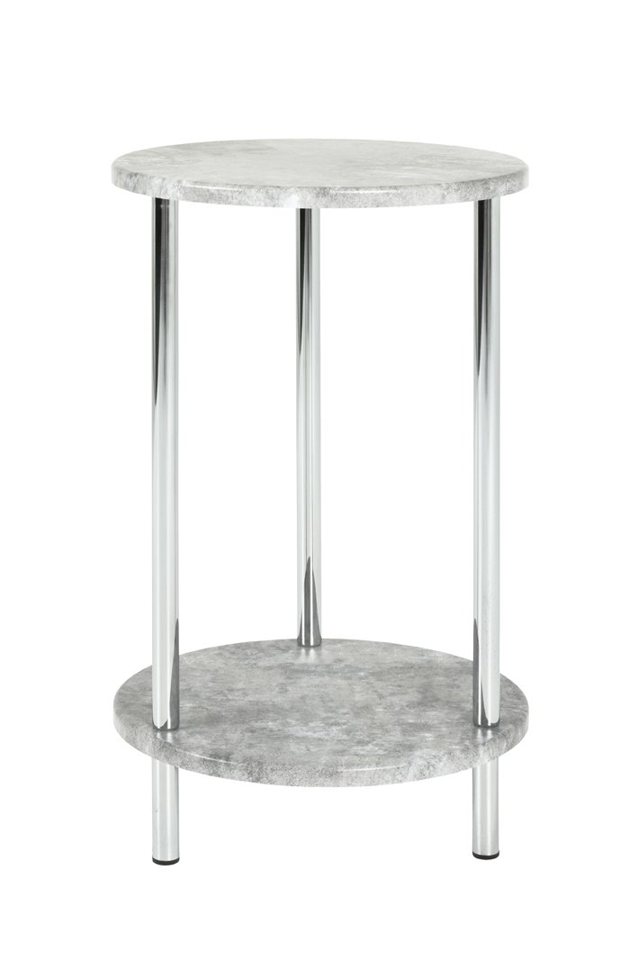 HAKU End Table Concrete Optic, Chrome, Mdf, Metal - Dim.: H 50 cm X Ø 30 cm, Style: Modern