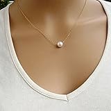 TONSEE Women Simple Fashion Pearl Bib Choker Statement Collar Necklace, Gold