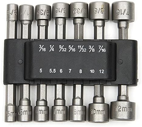 Yuekute 14PC Lot of 1/4" 3/16 9/32 inch Hex Quick-Change Power Nut Driver Drill Bit Set Socket Bit Adapter Metric Socket Strong Sleeve for Wrench Screw Hexagonal handle screwdriver sets