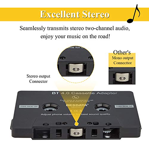 CICMOD Car Audio Cassette Adapter Tape Aux Receiver for iPhone iPod Android Samsung Black - Thumbnail 3