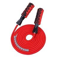 APICCRED Professional Double Ball Bearing Jump Rope Weighted Cotton Rope Adjustable Length,for Cardio, Endurance Training, Fitness Workouts, Jumping Exercise (red) ...