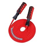 APICCRED Professional Double Ball Bearing Jump Rope Weighted Cotton Rope Adjustable Length,for Cardio, Endurance Training, Fitness Workouts, Jumping Exercise