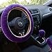 UNKE Winter Warm Plush Handbrake Cover Gear Shift Cover Steering Wheel Cover,Purple