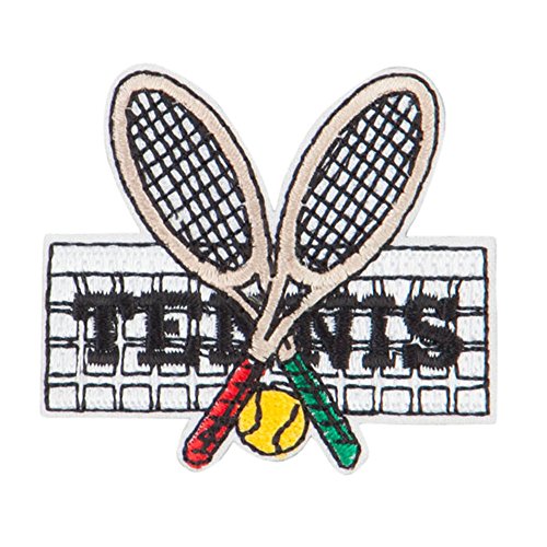 Tennis Rackets Embroidered Patch - Black OSFM