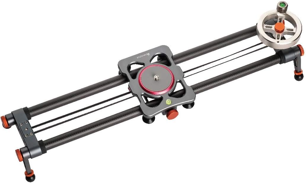 ANNSM 24 inch/60 CMs Carbon Fiber Rail Camera Slider with 1/4 inch Screw Mount Belt Pulley Flywheel Driving Length Adjustable Legs, Carry-on Bag Loading up to 18lbs /8Kgs for DSLR Cameras/Camcorders : Camera & Photo