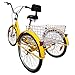 Areyourshop 24 Inch Adult Bicycle 6-Speed 3 Wheel Cruise Bike Tricycle Trike with Basket, Yellowthumb 3