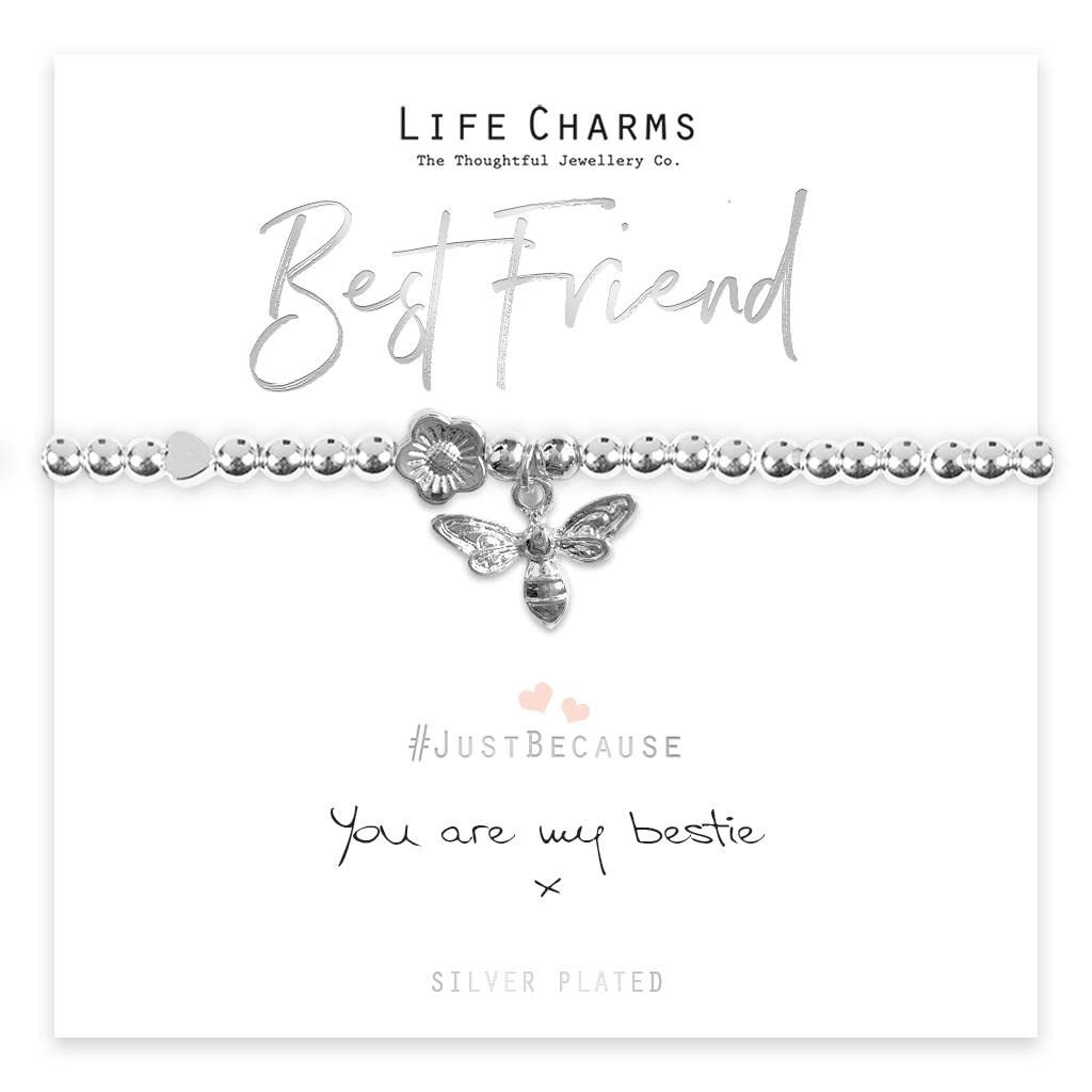 Life Charms Women Jewellery Bestie Bracelet Wristband Bee Flower Ladies Gift