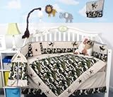 SoHo Boy Camouflage Army Baby Crib Nursery Bedding Set 13 pcs included Diaper Bag with Changing Pad & Bottle Case