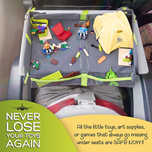 Foldable Kids Travel Tray for Airplane Travel Activities and Games, Use on Plane/Train Tray Table, Toddlers and Children, Unisex - Compact Light Portable - W/Fun Chenille Pipe Cleaners for DIY