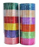Ethnic Traditional Fashion Box of 144 Plain Indian Metal Bangles Bracelets Indian Costume Partywear Jewellery (2.8 Inches)