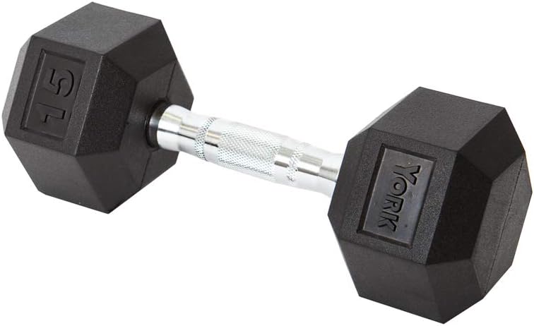 York Barbell Rubber Hex with Chrome Ergo Handle