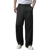 GORGLITTER Men's Baggy Wide Leg Dress Pant Straight Leg Work Pants Lightweight Modern Fit Slacks Business Casual Trousers