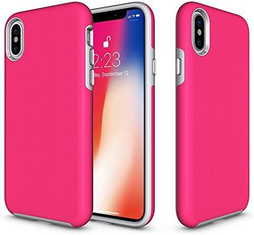 iPhone X Case, MXWANG Soft TPU + Hard PC Dual Guard Shock-Absorbing Scratch-Resistant Rugged Drop Protection Case for Apple iPhone X (Pink)