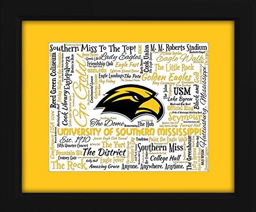University of Southern Mississippi 16x20 Art Piece - Beautifully matted and framed behind glass