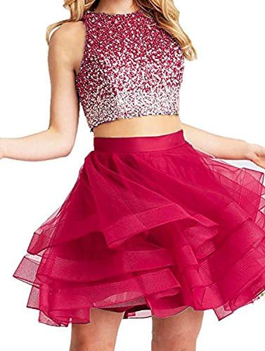 Sound of blossoming Sob Beaded Two Piece Homecoming Dresses 2017 Short Open Back Prom Ball Gowns SOB203