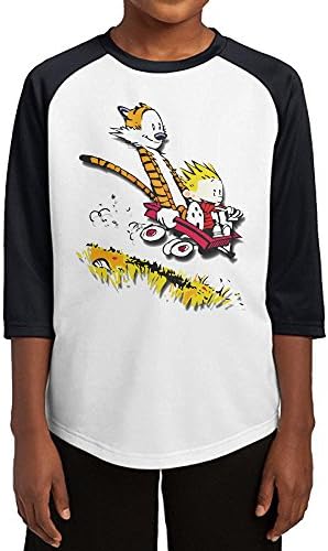 Kra8er Calvin And Hobbes Youth Unisex 3/4 Sleeve Raglan Baseball T Shirt 100% Cotton