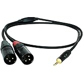Digiflex HIN-1K-2XM-3 3 Foot Pro Splitter Cable -Mini TRS to 2 x XLRM