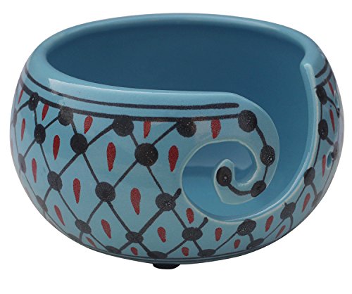 SALE 2018 - AB Handicrafts - Ceramic Blue Black Hand Painted Yarn Bowl for Yarn Storage / Crocheting & Stitching Accessories / Best Gifts for Men,Women and Seniors - Thumbnail 3