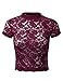 J.TOMSON Women's Mock Neck Floral Embroidery Sheer Lace Crop Top