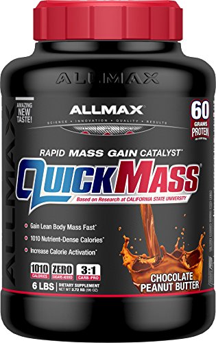 ALLMAX QUICKMASS LOADED, Rapid Mass Gain Catalyst Powder, Zero Trans Fat, Chocolate Peanut Butter Flavor, Dietary Supplement, 6 Pound
