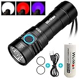 Wurkkos Handheld Flashlight, Rechargeable Home Flashlight Torch High 90 CRI, Portable Flashlight with Red Light/UV Blacklight, Waterproof Outdoor Flashlight Included 26650 Battery