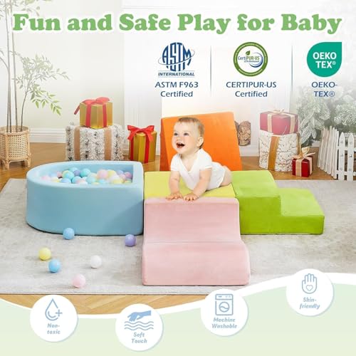 Climbing Toys for Toddlers, Toddler Climbing Toys Indoor, 5-Piece Soft Foam Climb Blocks Set, Toddler Playtime Corner Climber Indoor Foam Play Gym for Crawling and Sliding (5-piece)