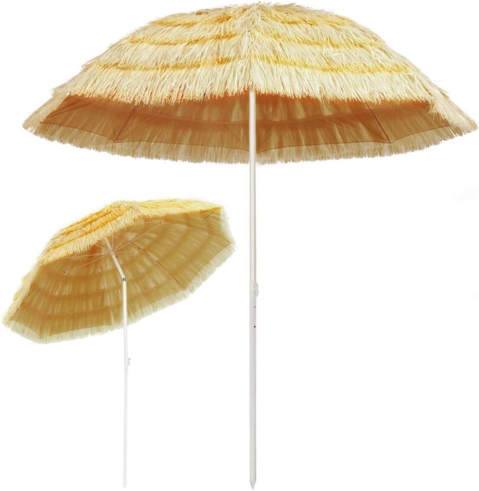 Patio Lawn Garden Umbrellas Aclumsy 6 5 Thatch Patio Tiki Umbrella With Tilt No Base Tropical Palapa Raffia Tiki Hut Hawaiian Hula Beach Umbrella