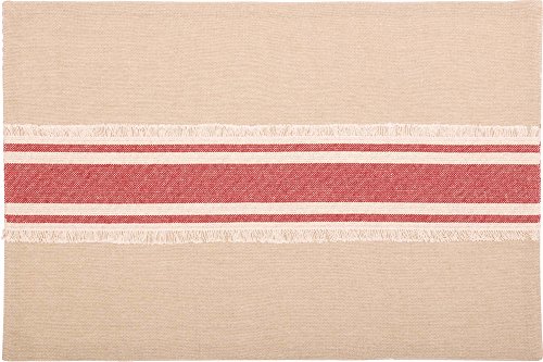 Piper Classics Farmhouse Red Grain Sack Stripe Placemats, Set of 4, 12" x 18", Country Farmhouse Kitchen and Dining Room Table Linens