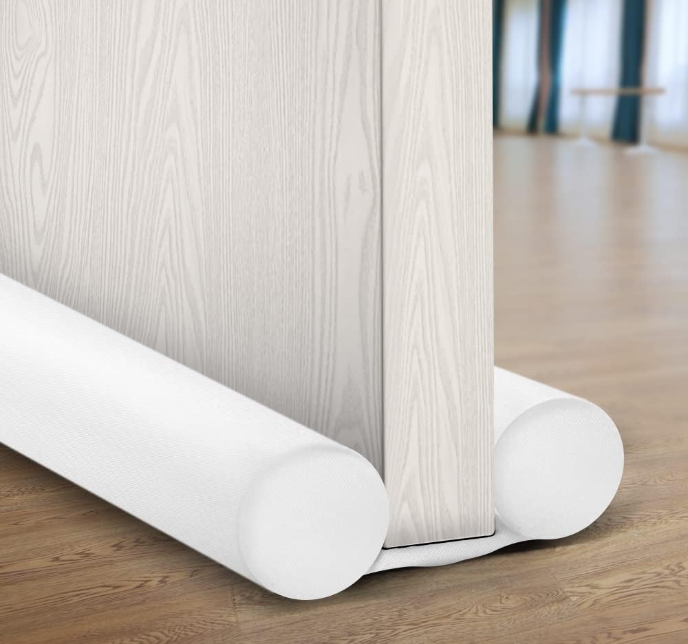 Draft Stoppers - MAXTID Small Door Draft Stopper for Bottom of Door 24 to 30 Inch Under Door Gap Filler Bottom Door Seal Strip White for Exterior/Interior Doors Reduce Noise, Air, Smell Crack Blocker Strip Door Sweeps
