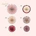 Nicrolandee Rose Gold Paper Fans Foil Hanging Party Fans Dusty Rose Glitter Photo Backdrop for Wedding Birthday Baby Shower Bridal Shower Bachelorette Party Decorations, 6 Pcs/Set
