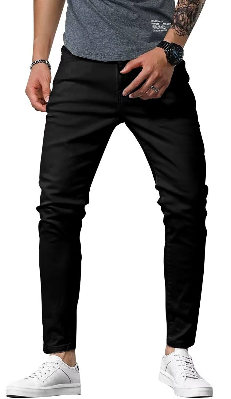 HUNGSON Mens Slim Fit Jeans Skinny Stretch Denim Pants for Men Straight ...