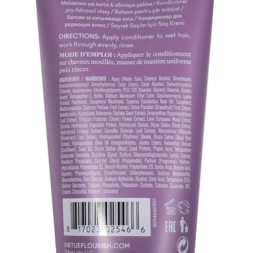 VIRTUE Flourish Conditioner for Fine or Thinning Hair, Sulfate Free Hair Growth Product, Detangles and Thickens, Color Safe