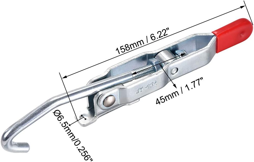 sourcing map 375lbs Capacity Quick Holding Latch Action Pull J Hook Toggle Clamp, 2 Pcs, Red, 375lbs,2 Pcs - Image 3