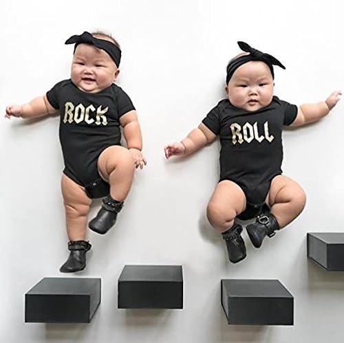 Matching Twins Outfits, Rock and Roll Twins Onesie, Includes 2 Bodysuits (12M)