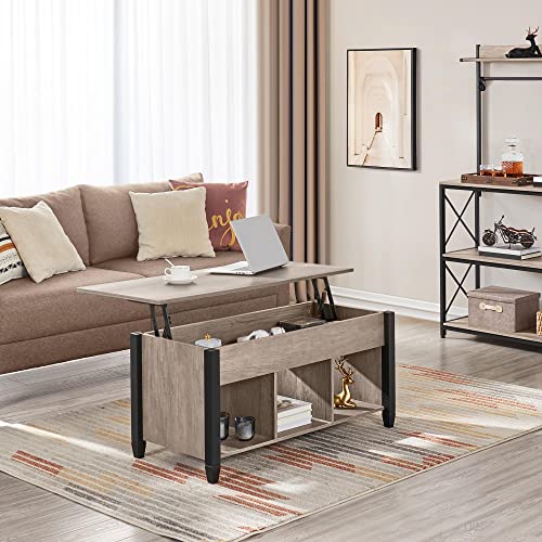 Yaheetech Gray Coffee Table, Lift Top Coffee Table with Hidden