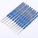 NUOMI 10Pcs Steel Crochet Hooks Knitting Needles Craft Yarn 0.6-2.0mm, Blue Plastic Handle