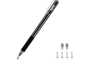 Digiroot Universal Stylus,[2-in-1] Disc Stylus Pens for All Touch Screens Cell Phones, iPad, Tablets, Laptops with 6 Replacement Tips(4 Discs, 2 Fiber Tips Included) - (Black)