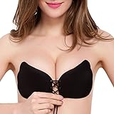 LALABRA Women's Strapless Bra Self Adhesive Silicone Push Up with Drawstring