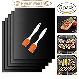 Vstyle Grill Mat, BBQ Grill Mat Baking Mat Set of 5, 100% Nonstick FDA Approved, Reusable and Easy to Clean - One Year Warranty (black) (40)