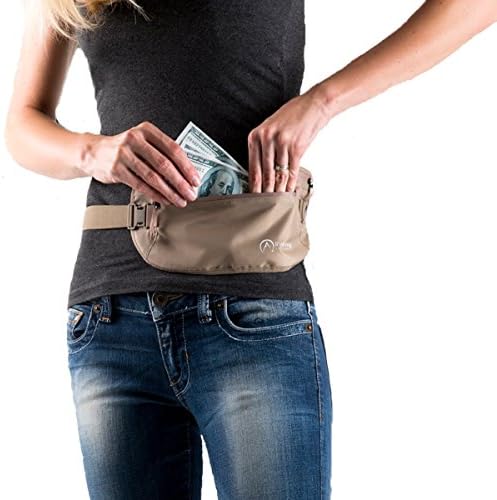 Travel Money Belt, Water Resistant Hidden Waist Pouch with RFID Blocking
