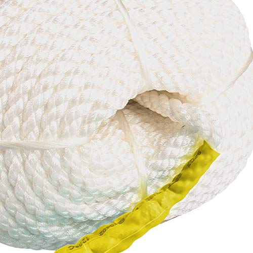 Bang4buck 1/2" x 200' Three Strand Polypropylene Braided Docking Rope Line with Stainless Steel Thimble 7000Pound/ LB Breaking Strain- Super Strong-3.9KG