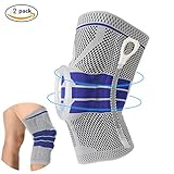 Knee Support Brace Compression Sleeves, Elastic & Adjustable Kneepad Silicon Padded Bracket/Patella Stabilizer/Warm Protector for Meniscus Tear Arthritis pain relief - 2 Pack Large
