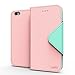iPhone 6S Plus Case, Cellto PU Leather Wallet Cover Stand and Reversible Magnetic Flap [Lifetime Warranty] Flip Cover for iPhone 6 Plus (2014) / 6S Plus (2015) - Baby Pink/Mint