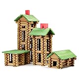 SainSmart Jr. Wooden Building Blocks STEM Wooden Construction Toy for Kids, Log Cabin Set Building House Toy for Preschooler with Colorful Blocks 450 PCS/Set
